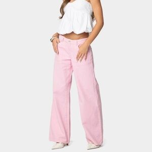 Edikted Pink Flare & Wide Leg Jeans
